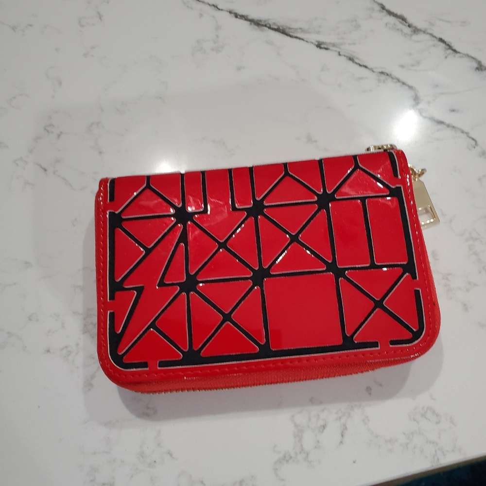Red zippered wallet